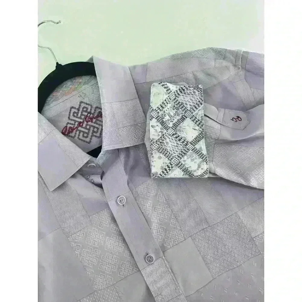 Robert Graham Men's Shirt Size 2XL Classic Fit Flip Cuff Patchwork Designer